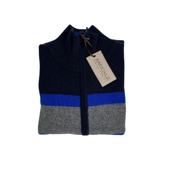 5-32 AMICALE NWT Men's Sweater Striped 100% Cashmere Small - Picture 6 of 11